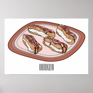 Póster Ilustracion de personalizado eclair de chocolate