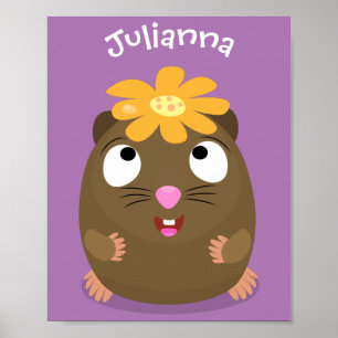 Póster Ilustracion de personalizado feliz de conejillo de