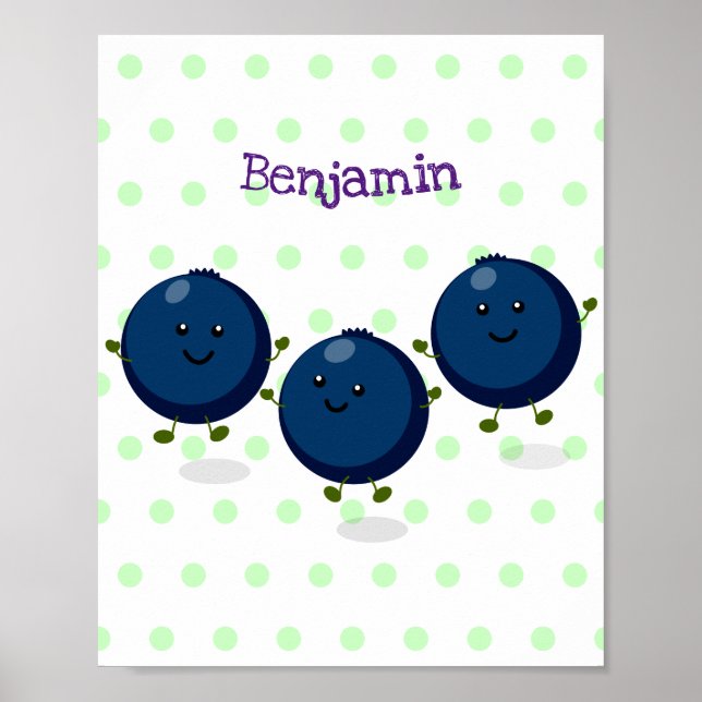 Póster Ilustracion de personalizado morado de arándanos a (Frente)
