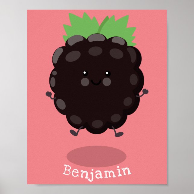 Póster Ilustracion de personalizado morado de moras alegr (Frente)
