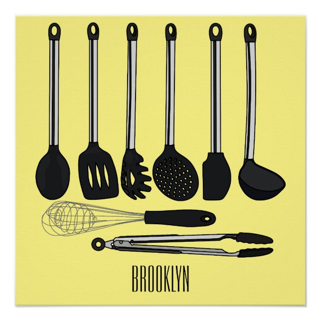Póster Ilustracion de personalizados utensiales de cocina (Anverso)