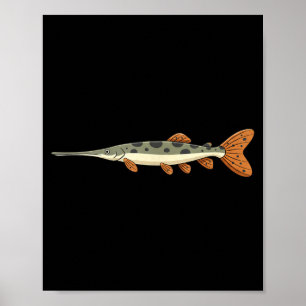 Póster Ilustración de pesca de gaspar largo para el lago
