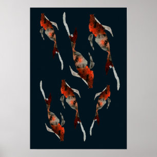 Póster Ilustracion de pescado acuarela koi