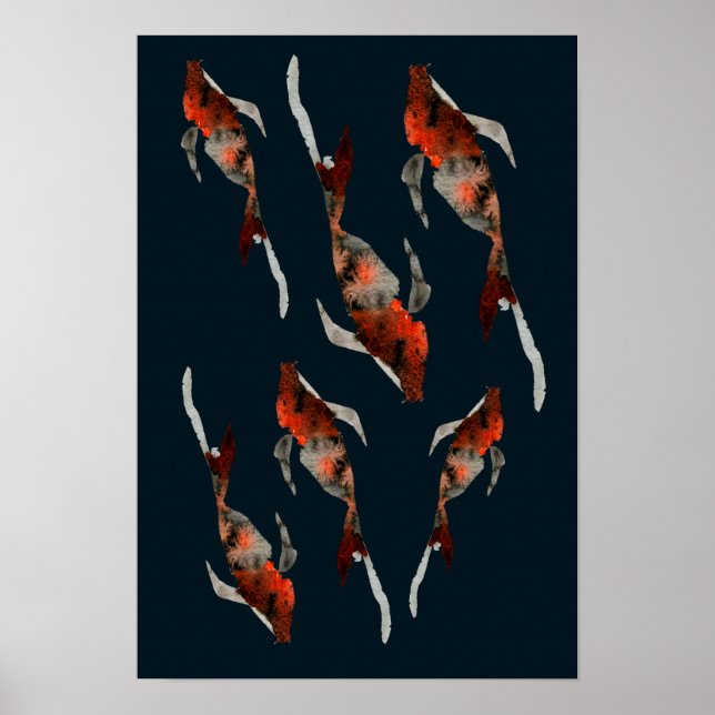 Póster Ilustracion de pescado acuarela koi (Frente)