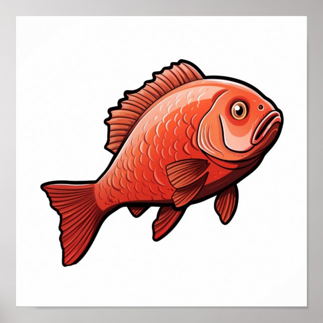 Póster ilustracion de pescado personalizado (Frente)