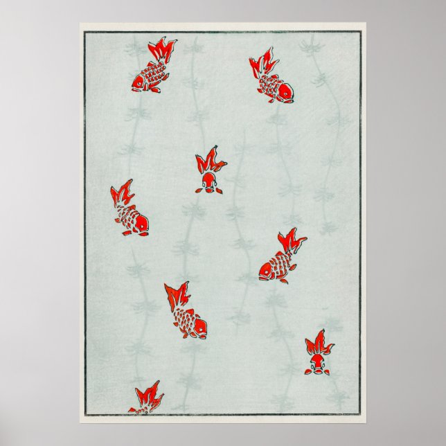 Póster Ilustracion de pez dorado sin mar (Frente)