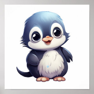 Póster ilustracion de pingüino personalizado