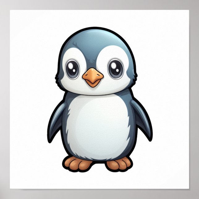 Póster ilustracion de pingüino personalizado (Frente)