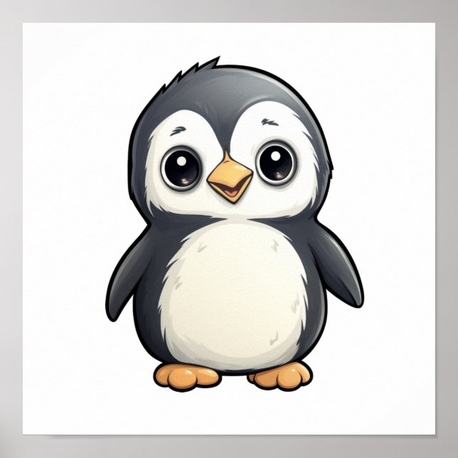 Póster ilustracion de pingüino personalizado (Frente)