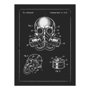 Póster Ilustración de plano de máscara de gas