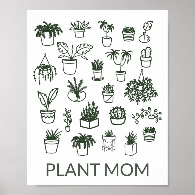 Póster Ilustracion de planta de leche de mamá en verde (Frente)