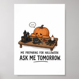 Póster Ilustración de Preparación Perezosa de Halloween d