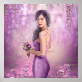 Póster Ilustracion de primavera hermosa mujer de fantasía