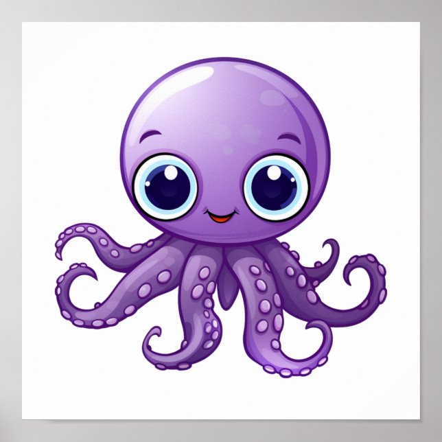 Póster ilustracion de pulpo personalizado (Frente)