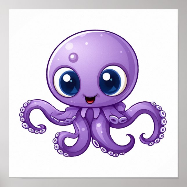 Póster ilustracion de pulpo personalizado (Frente)
