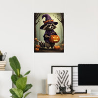 Ilustracion de Raccoon de Halloween espumoso