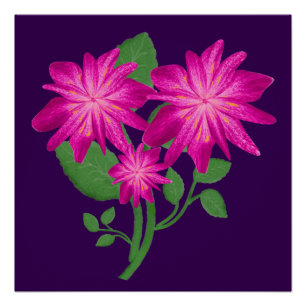 Póster Ilustración de ramo floral rosa Dibujado a mano