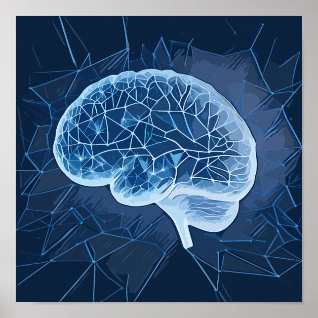 Póster Ilustracion de red cerebral - red neural (Frente)