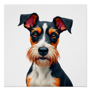 Póster Ilustración de retrato de perro colorido vintage r