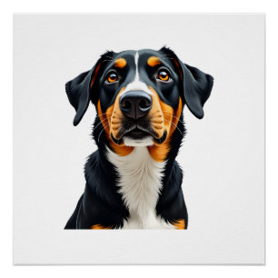 Póster Ilustración de retrato de perro colorido vintage r