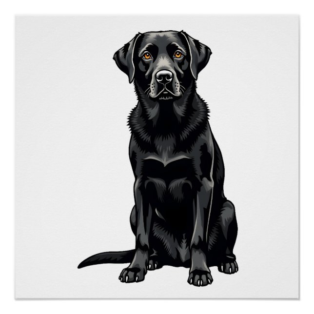 Póster Ilustración de retrato de perro Labrador Retriever (Anverso)