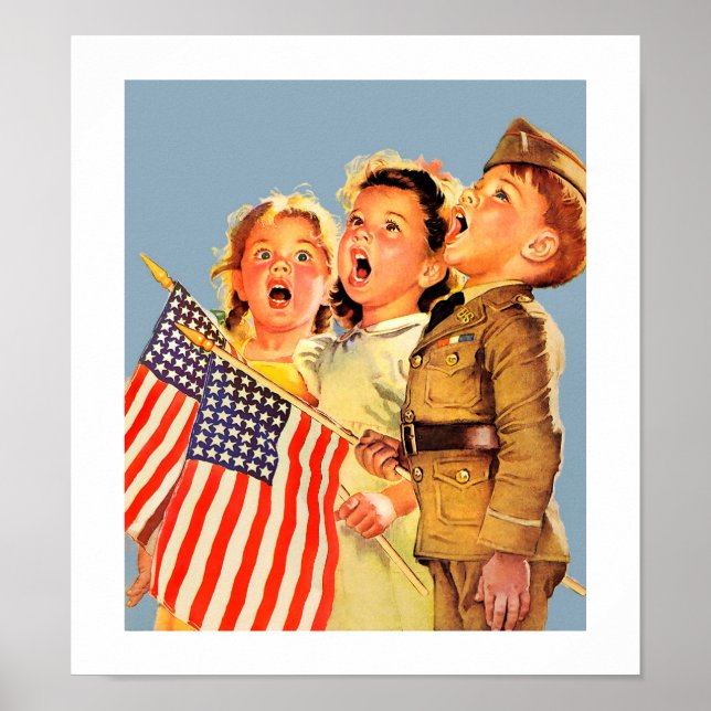 Póster Ilustracion de Revista Vintage de Patriotic Kids d (Frente)
