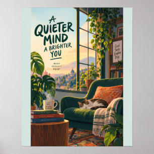 Póster Ilustración de Rincón de Lectura Acogedor con Ment