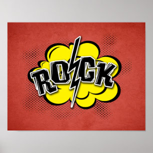 Póster Ilustracion de rock de estilo cómico