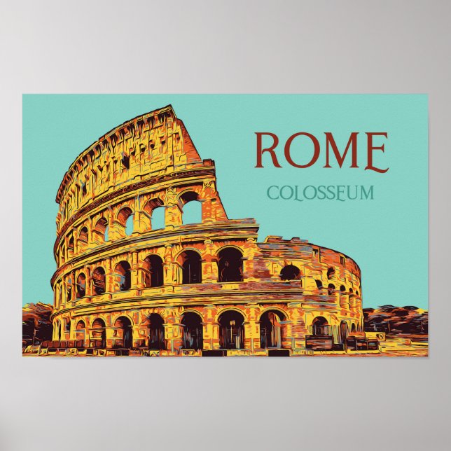 Póster Ilustracion de Roma Colosseo Italia Postcard (Frente)