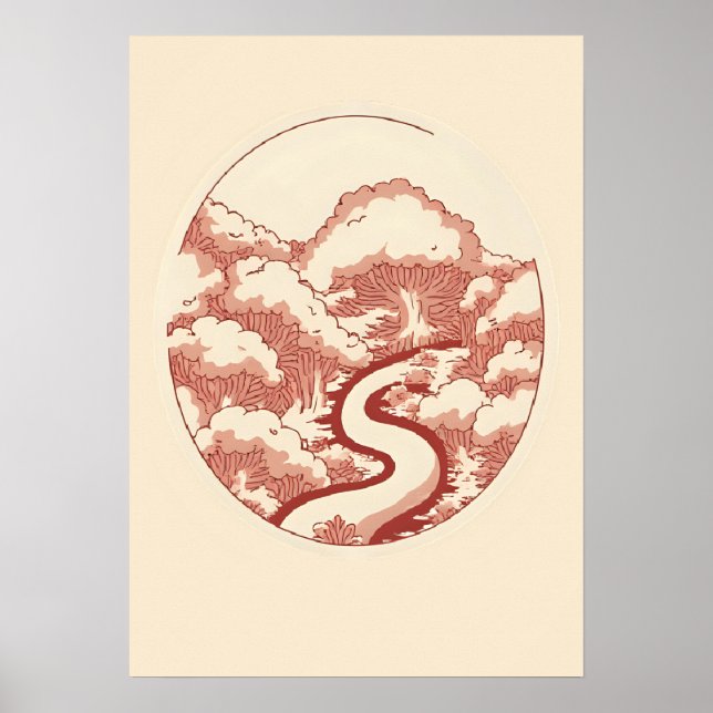 Póster Ilustracion de Ruta de los Bosques Rojos (Frente)