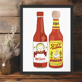 Póster Ilustracion de salsa picante de gatos picantes
