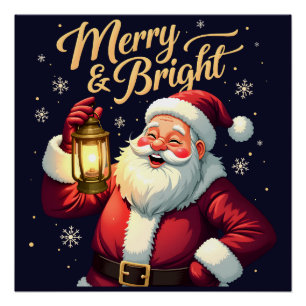Póster Ilustración de Santa Claus alegre sosteniendo una 