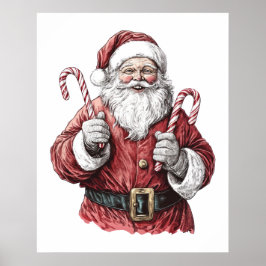 Póster ilustración de Santa Claus de Navidad