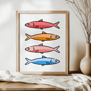 Póster Ilustración de sardina costera mediterránea