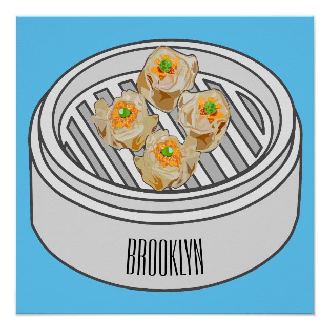Póster Ilustracion de Shumai dim sum personalizado (Anverso)