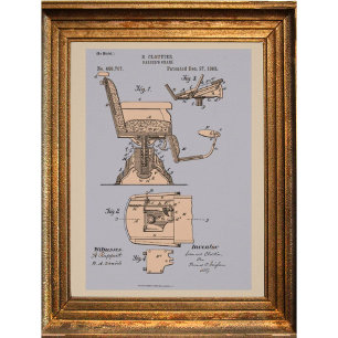 Póster Ilustracion de Silla de Barber Vintage