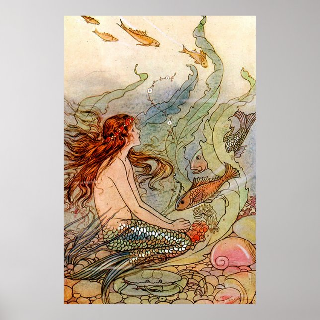 Póster Ilustración de Sirena Bella Artes (Frente)