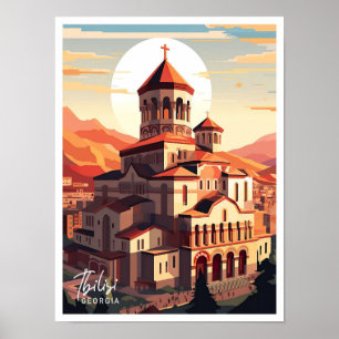 Póster Ilustracion de Tbilisi Georgia Art Travel Place