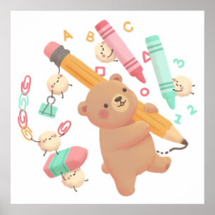 Póster Ilustración de Teddy para el regreso a clases