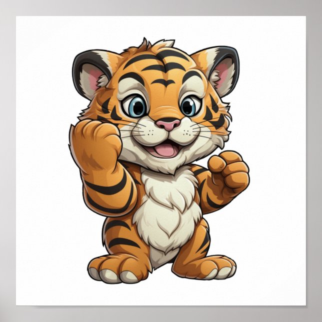 Póster ilustracion de tigre personalizado (Frente)