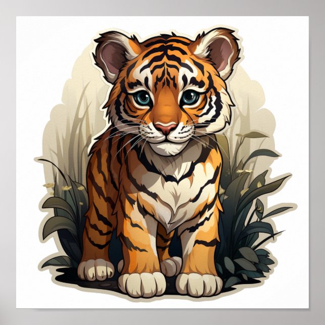 Póster ilustracion de tigre personalizado (Frente)