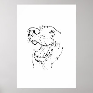 Póster Ilustración de Tinta de Golden Retriever Feliz, Ar