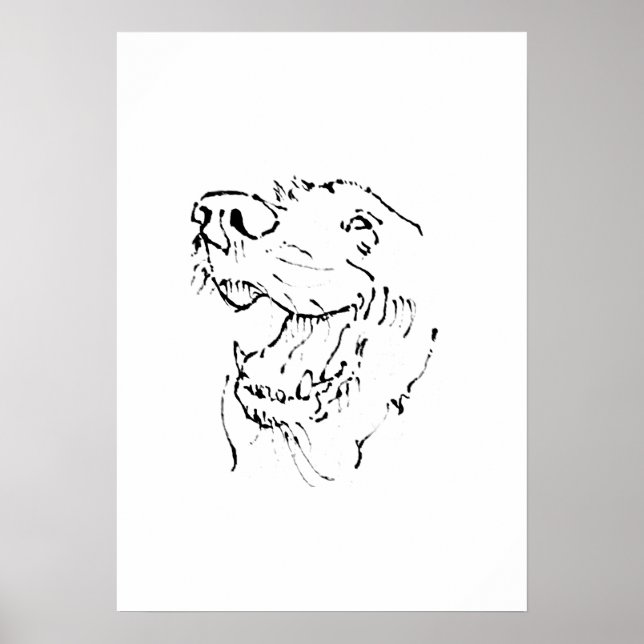 Póster Ilustración de Tinta de Golden Retriever Feliz, Ar (Frente)