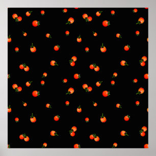 Póster Ilustracion de tomates cerezos. Acuarela sin incon