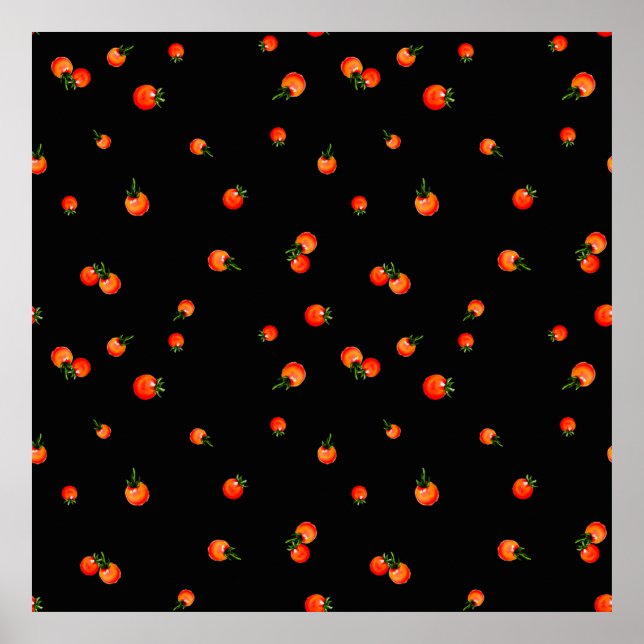 Póster Ilustracion de tomates cerezos. Acuarela sin incon (Frente)