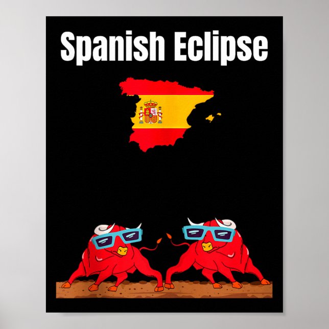 Póster Ilustración de toros amantes de eclipses solares e (Frente)