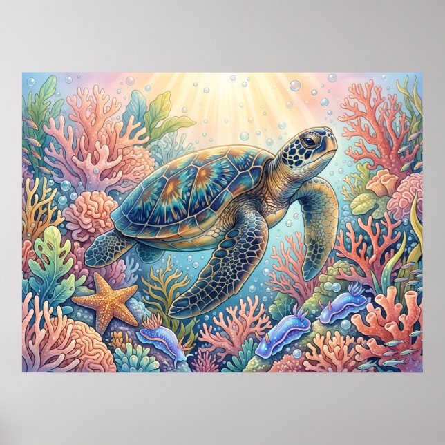 Póster Ilustración de Tortuga (Frente)