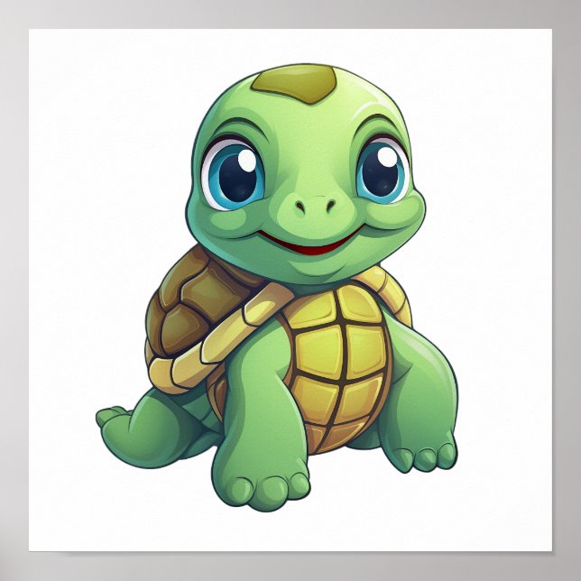 Póster ilustracion de tortuga personalizado (Frente)