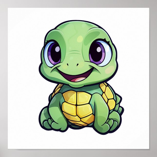 Póster ilustracion de tortuga personalizado (Frente)