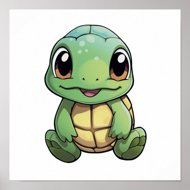 Póster ilustracion de tortuga personalizado (Frente)